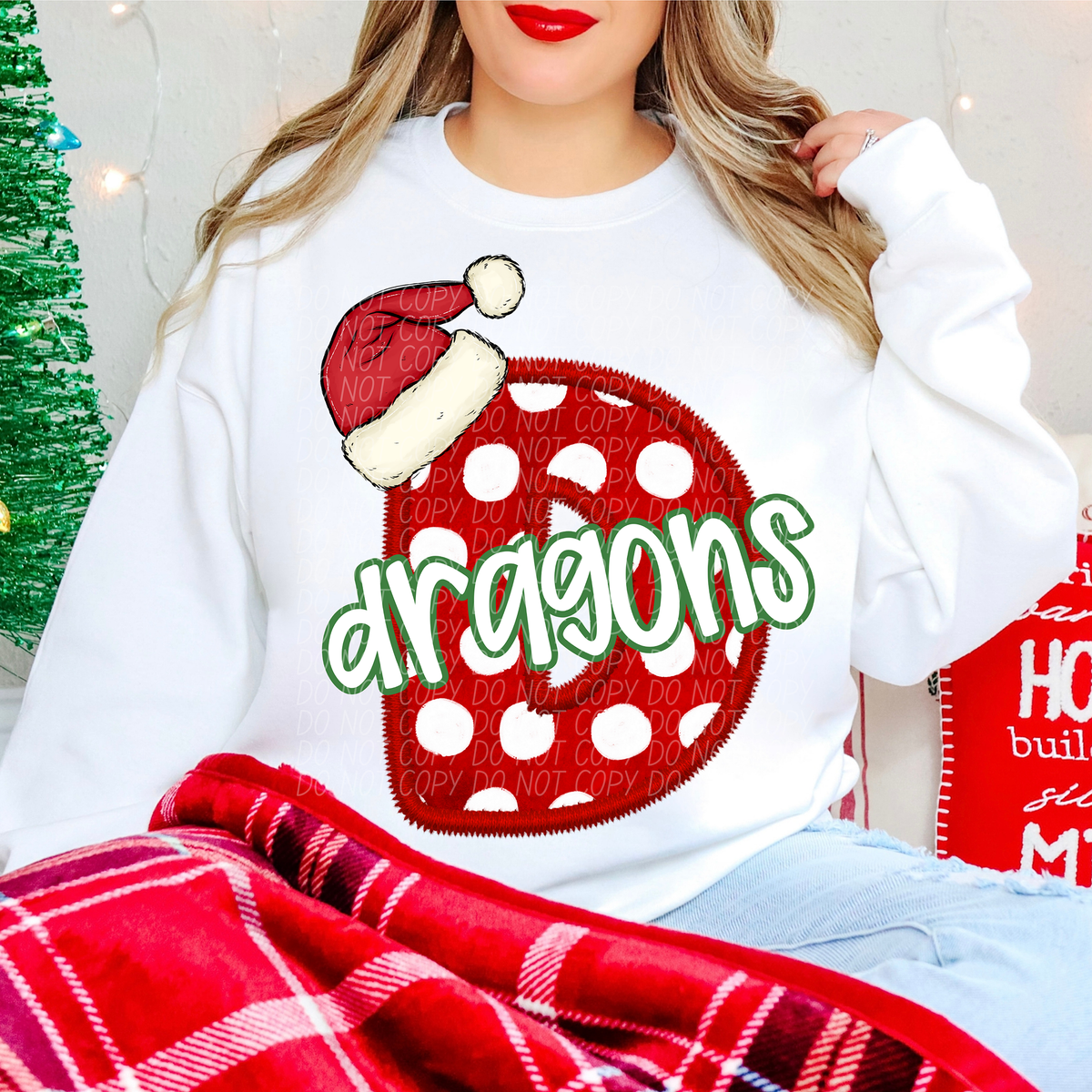 D Dragons Christmas Faux Embroidery (CITY) 66295 DTF transfer