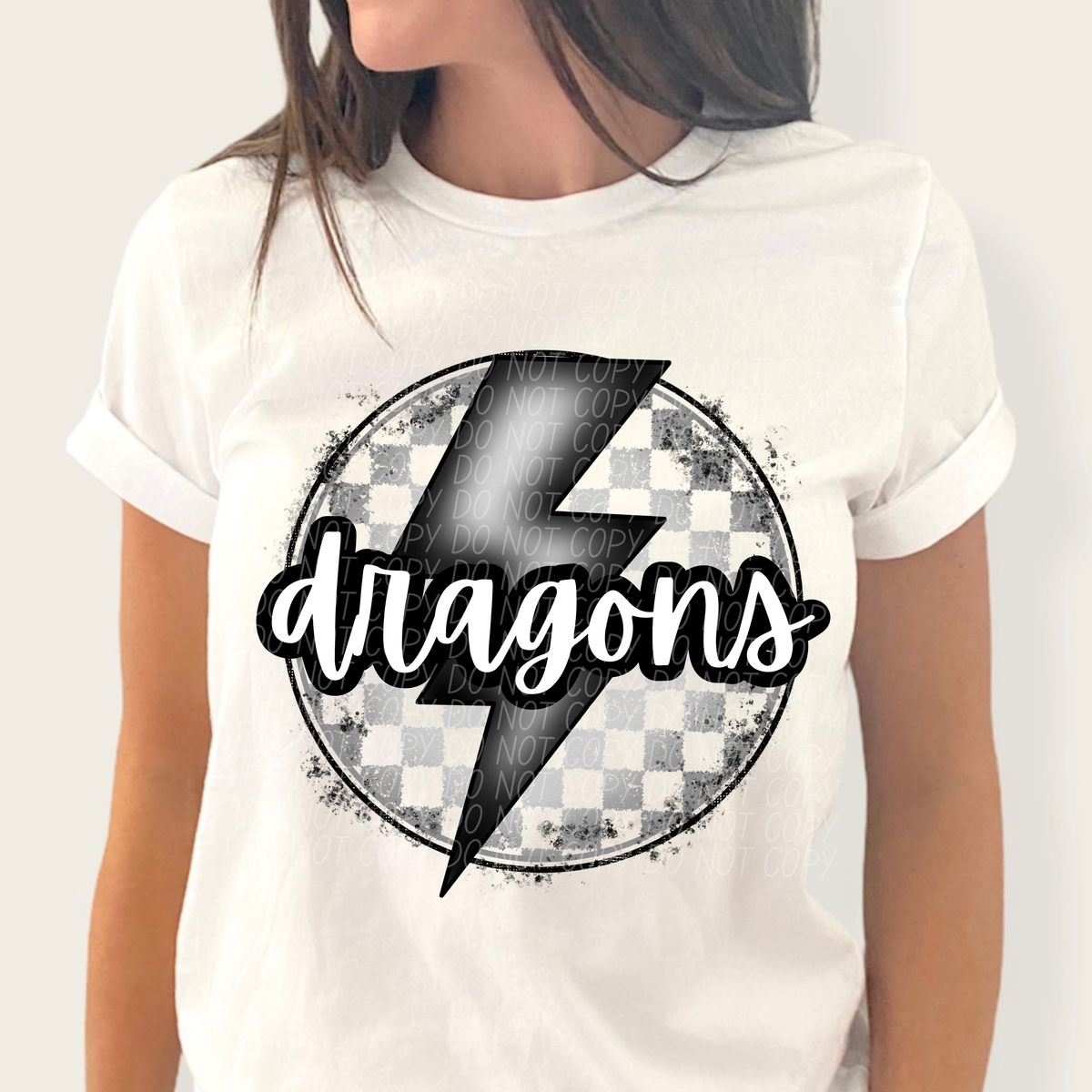 Dragons grey/silver lightning bolt circle CITY DTF transfer