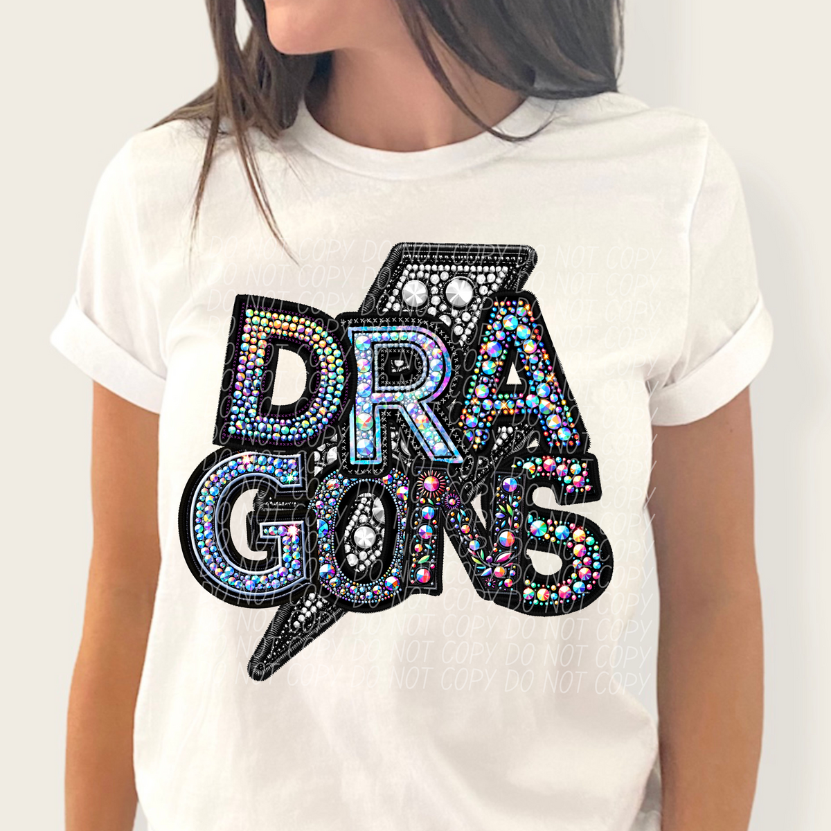 Dragons lightning bolt rhinestones (city) 45273 DTF transfers
