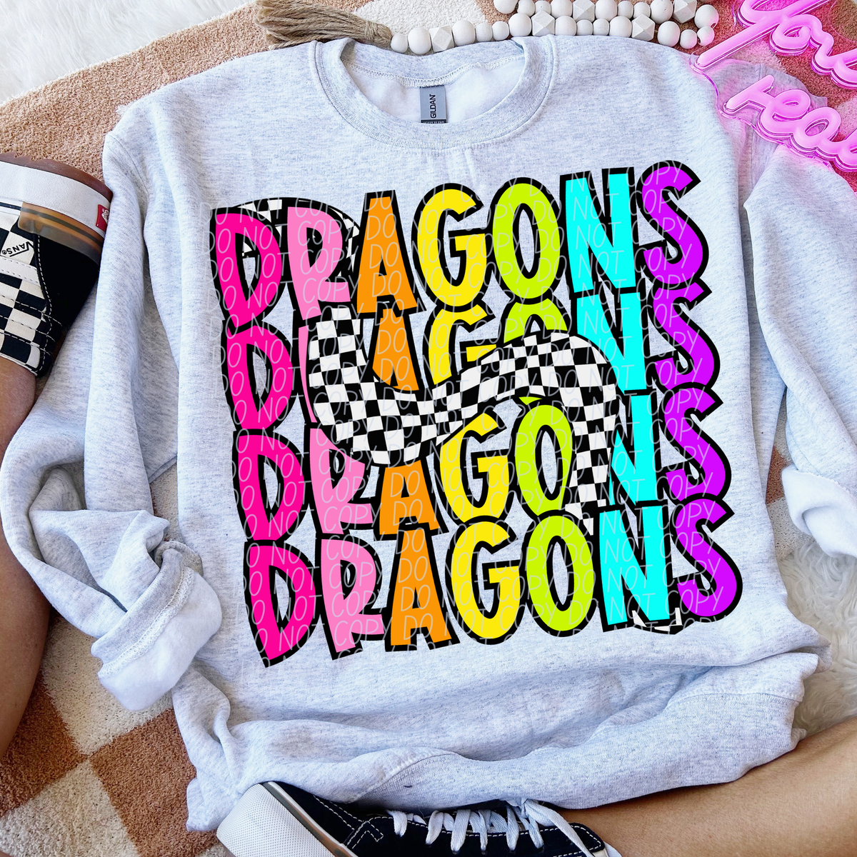 Dragons 80's Vibe Mascot STACKED (City) DTF transfer