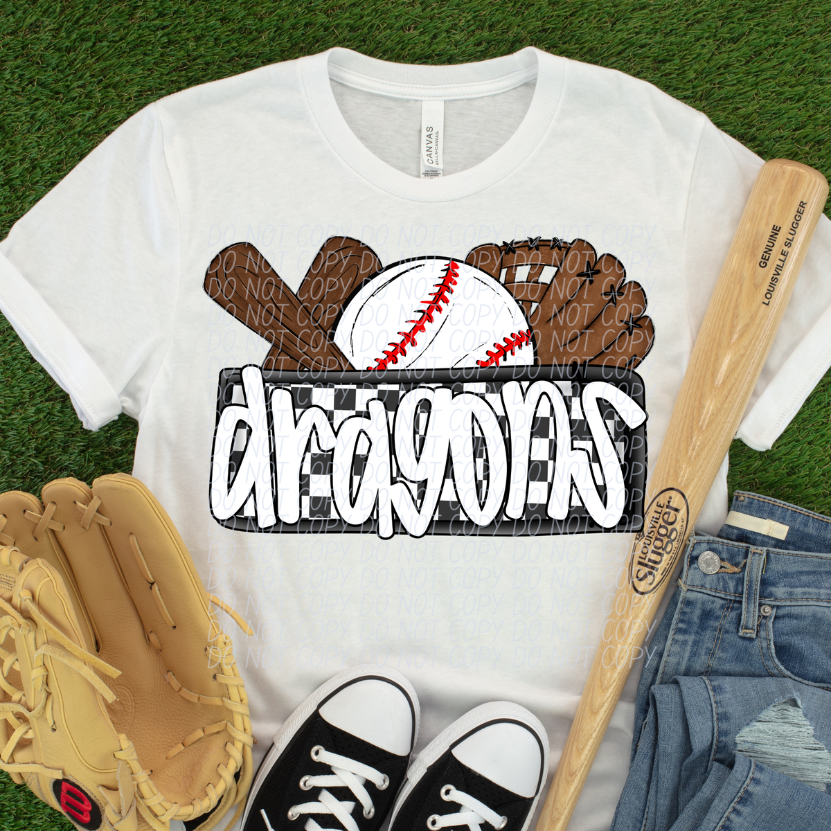 Dragons (Bat, Baseball, Glove, Checkered background) (City)
