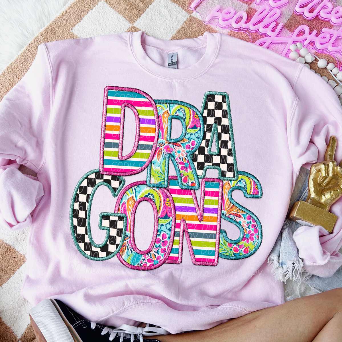 DRAGONS bright patterns (CITY) DTF transfer