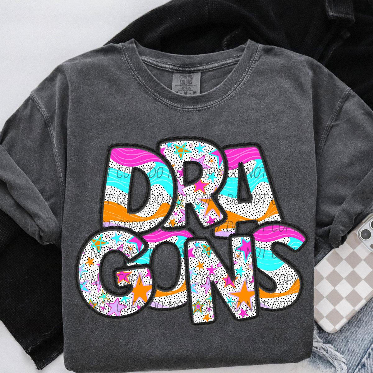 dragons wavy stars (city) DTF transfer