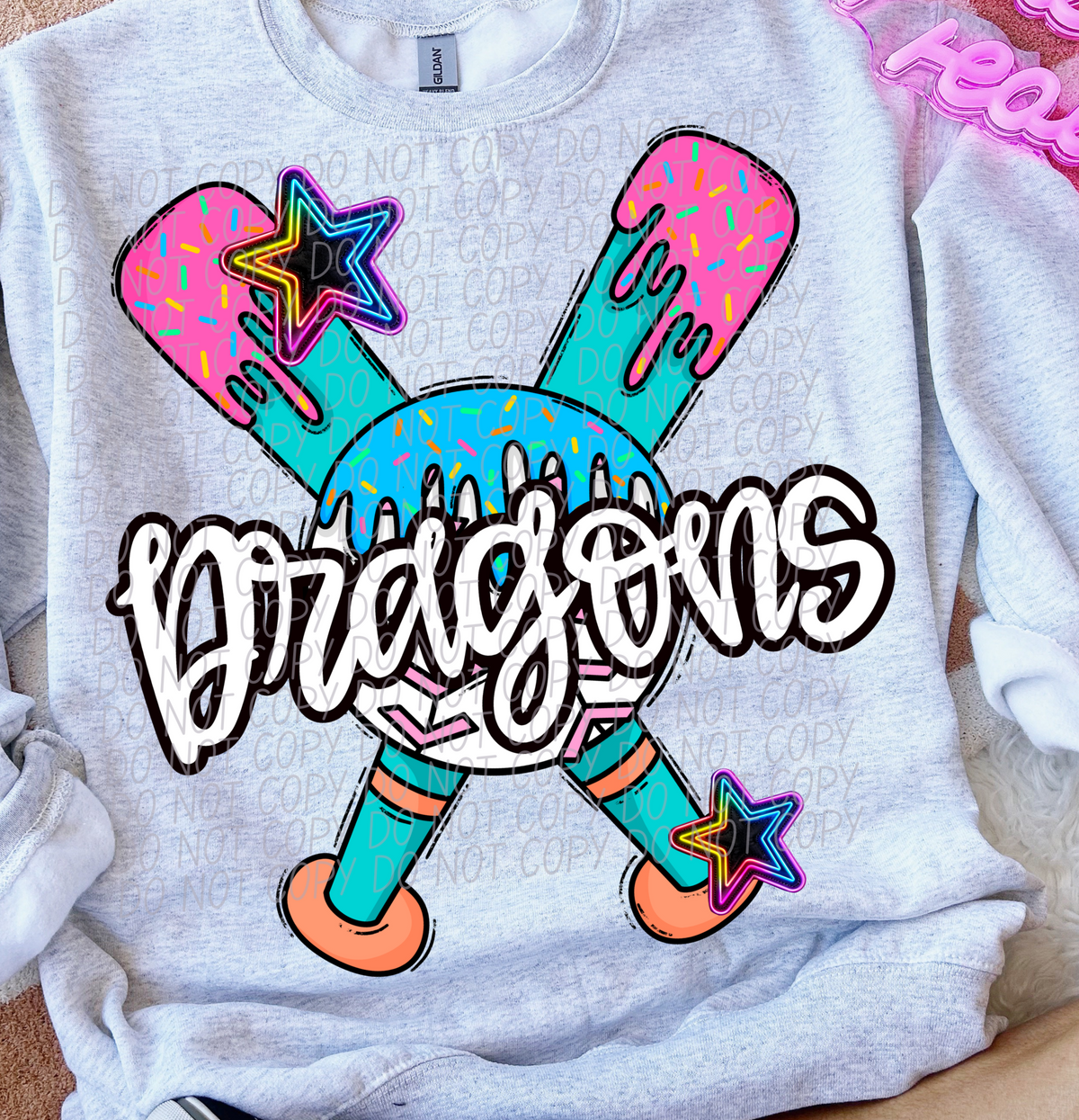 Dripping baseball Dragons (CITY) DTF transfer