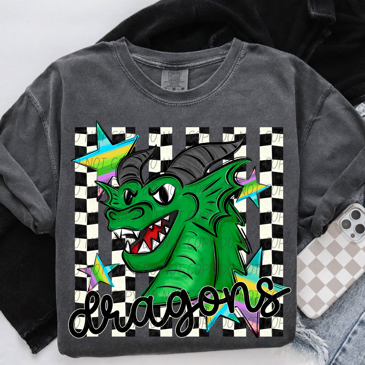 Dragons checker stripes (City) DTF Transfer