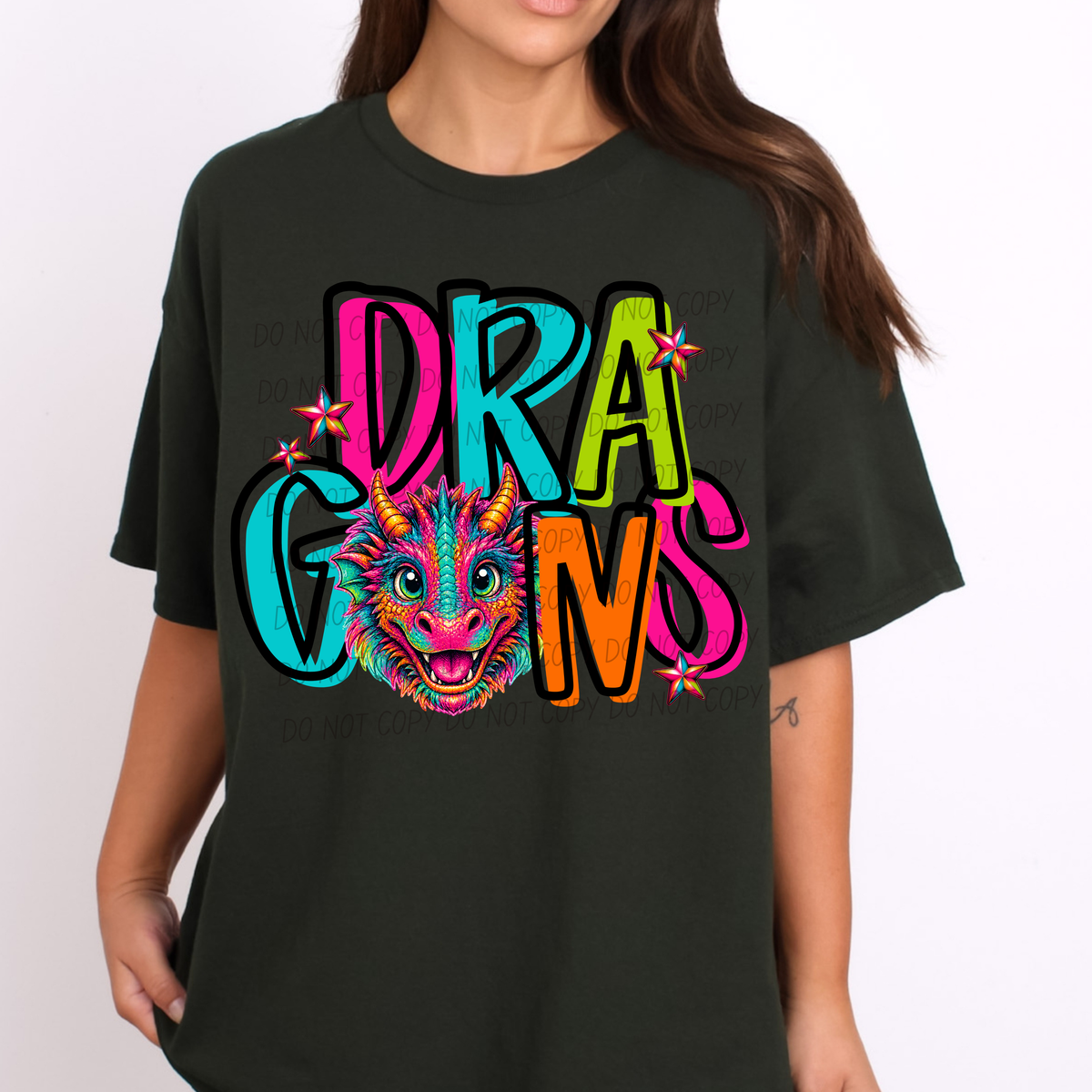 dragons rainbow stacked with head (city) DTF Transfer