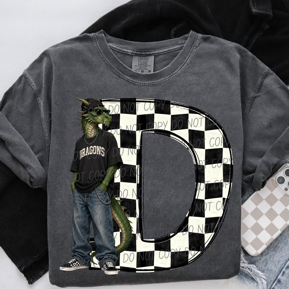 Dragons sideline sweatshirt mascots (City) DTF Transfer