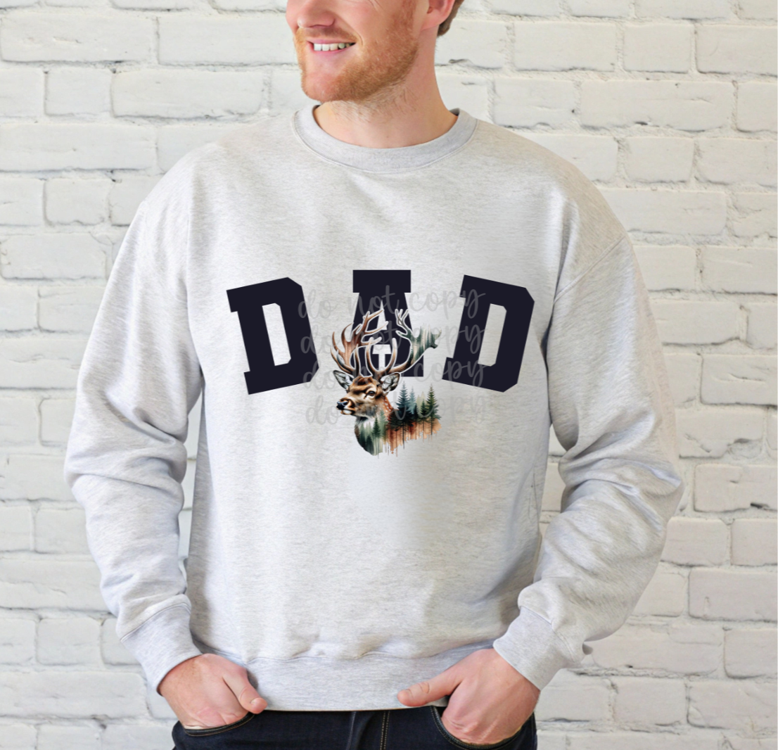 Black Font Dad with Deer (Parker) 102261 DTF transfer