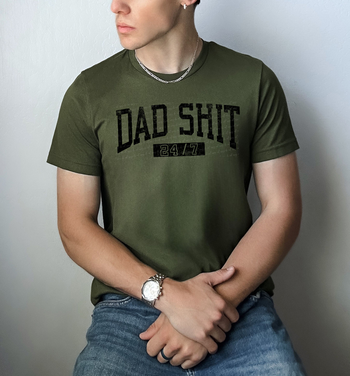 Dad Shit 24/7 Black Grunge 86557 DTF Transfer