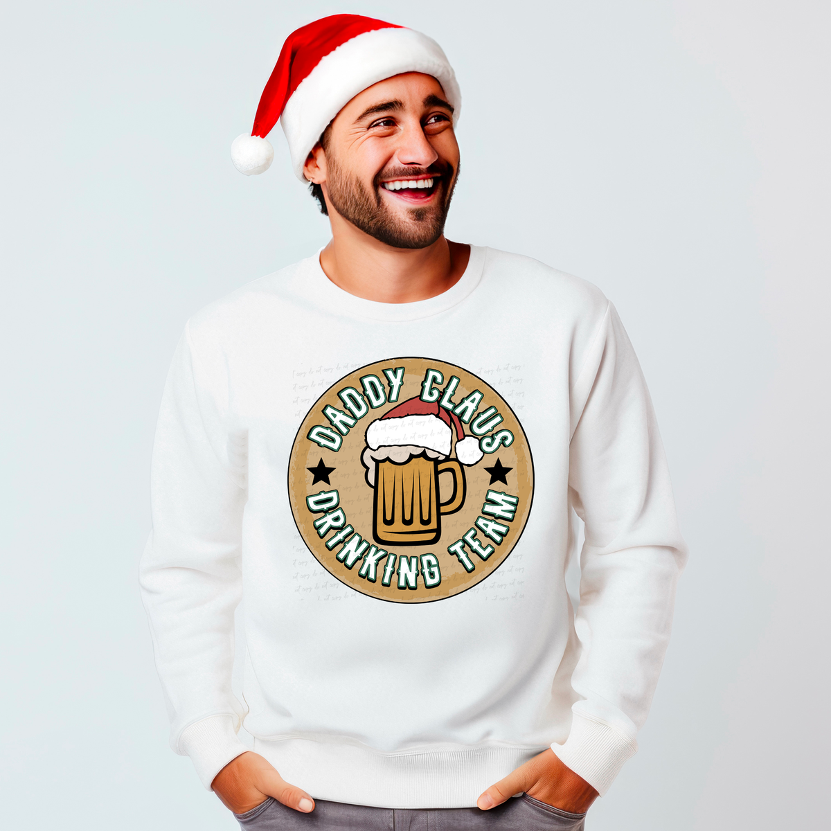 Daddy Claus Drinking Team Circle Beer Santa Hat 114992 DTF Transfer