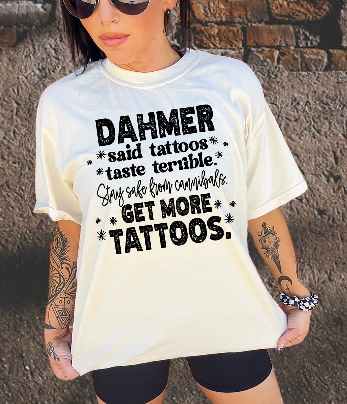 Dahmer Said Tattoos Taste Terrible Stay Safe From Cannibals Get More Tattoos BLACK 116045 DTF transfer