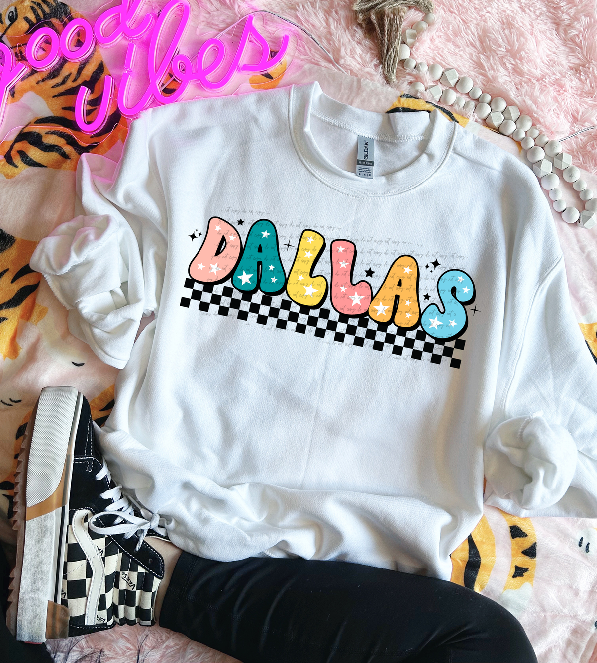 Dallas State Colorful Groovy Font 89118 DTF Transfer