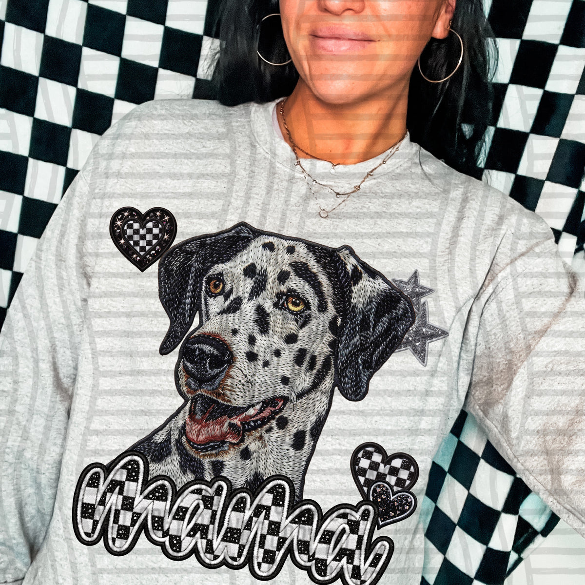 Dalmation 1 mama checkered font (DKD) DTF Transfer