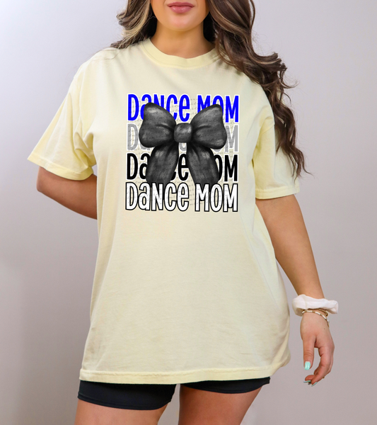 Dance Mom Royal Stacked Black Bow 46300 DTF transfer