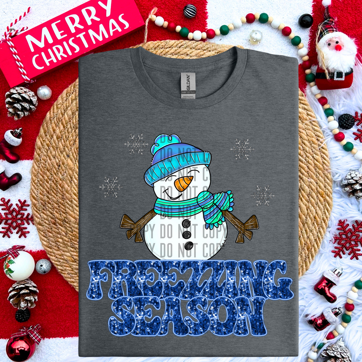 Freezing Season Snowman Blue 69041 DTF transfer