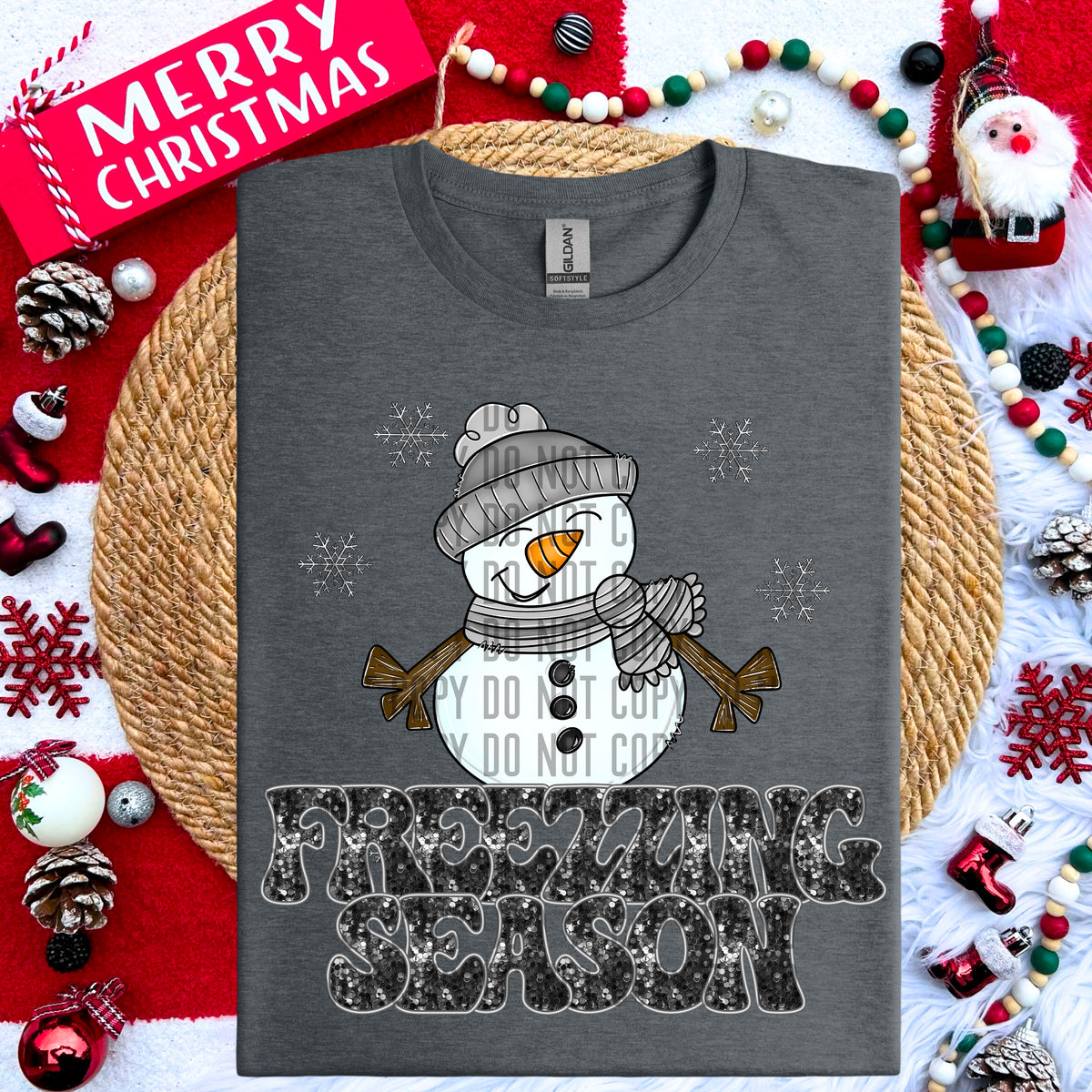 Freezing Season Snowman Grey 69042 DTF transfer