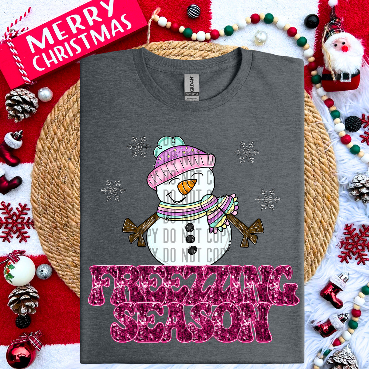 Freezing Season Snowman Pink 69043 DTF transfer