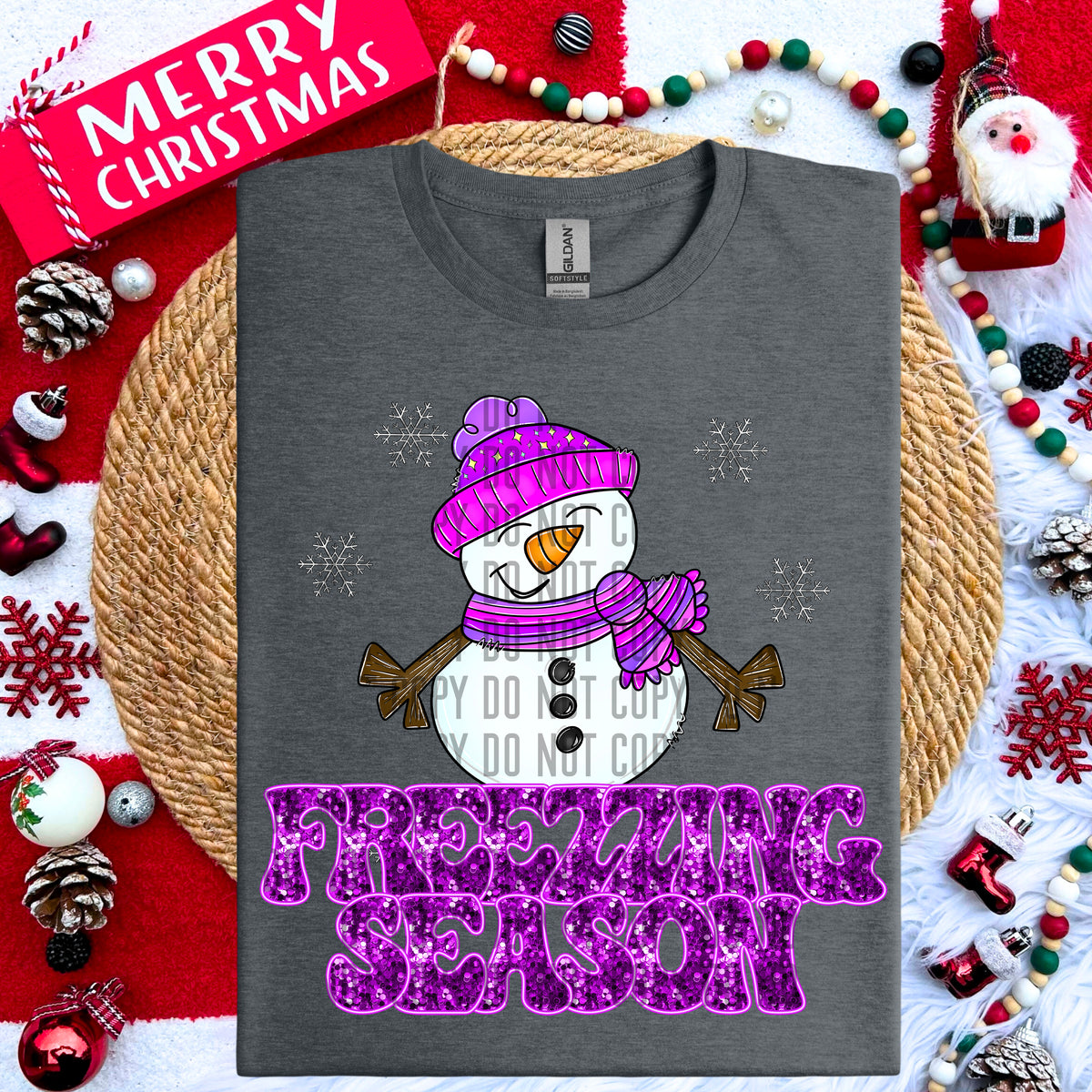 Freezing Season Snowman Purple 69044 DTF transfer