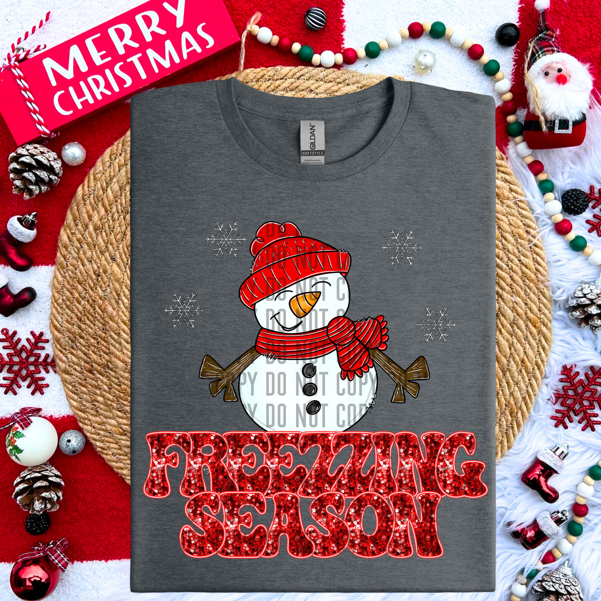 Freezing Season Snowman Red 69045 DTF transfer
