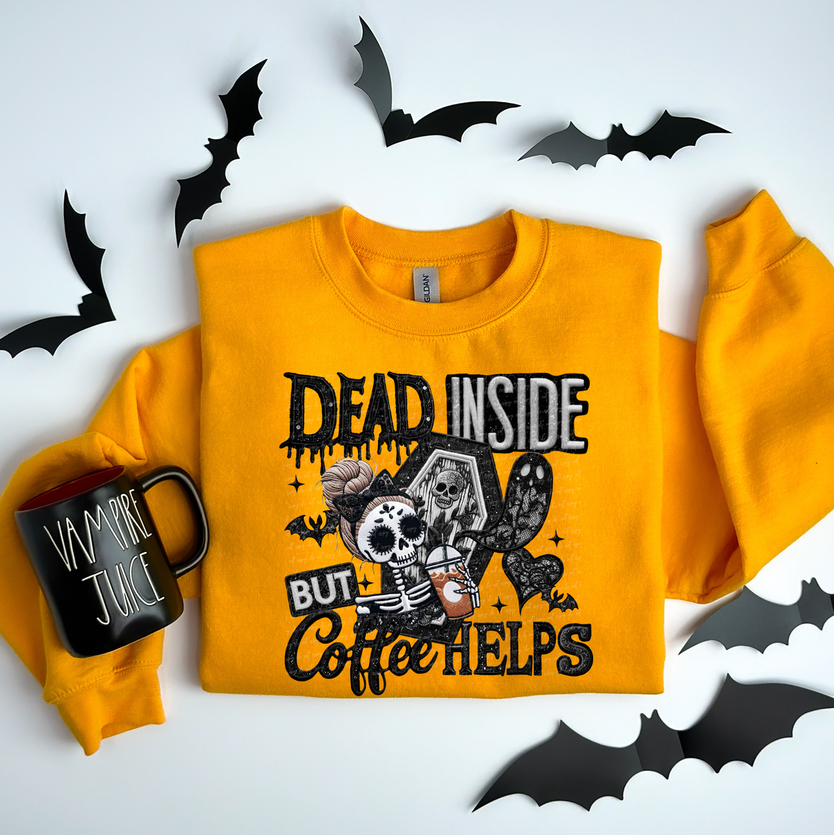 Dead Inside But Coffee Helps 54948 DTF transfer
