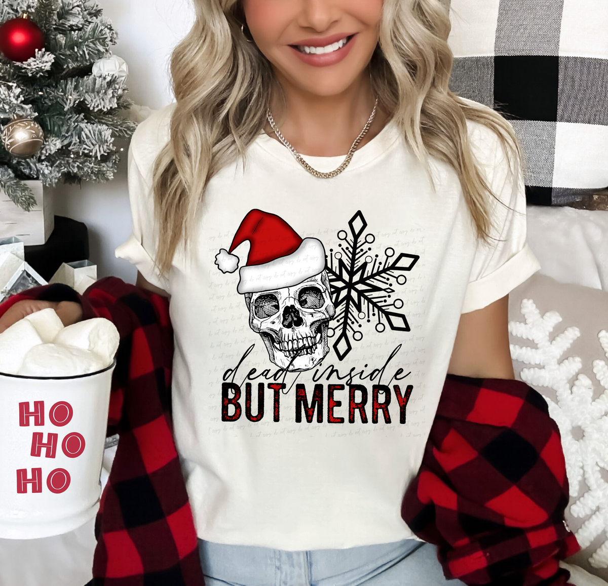 Dead Inside But Merry Red Font 114663 DTF transfer
