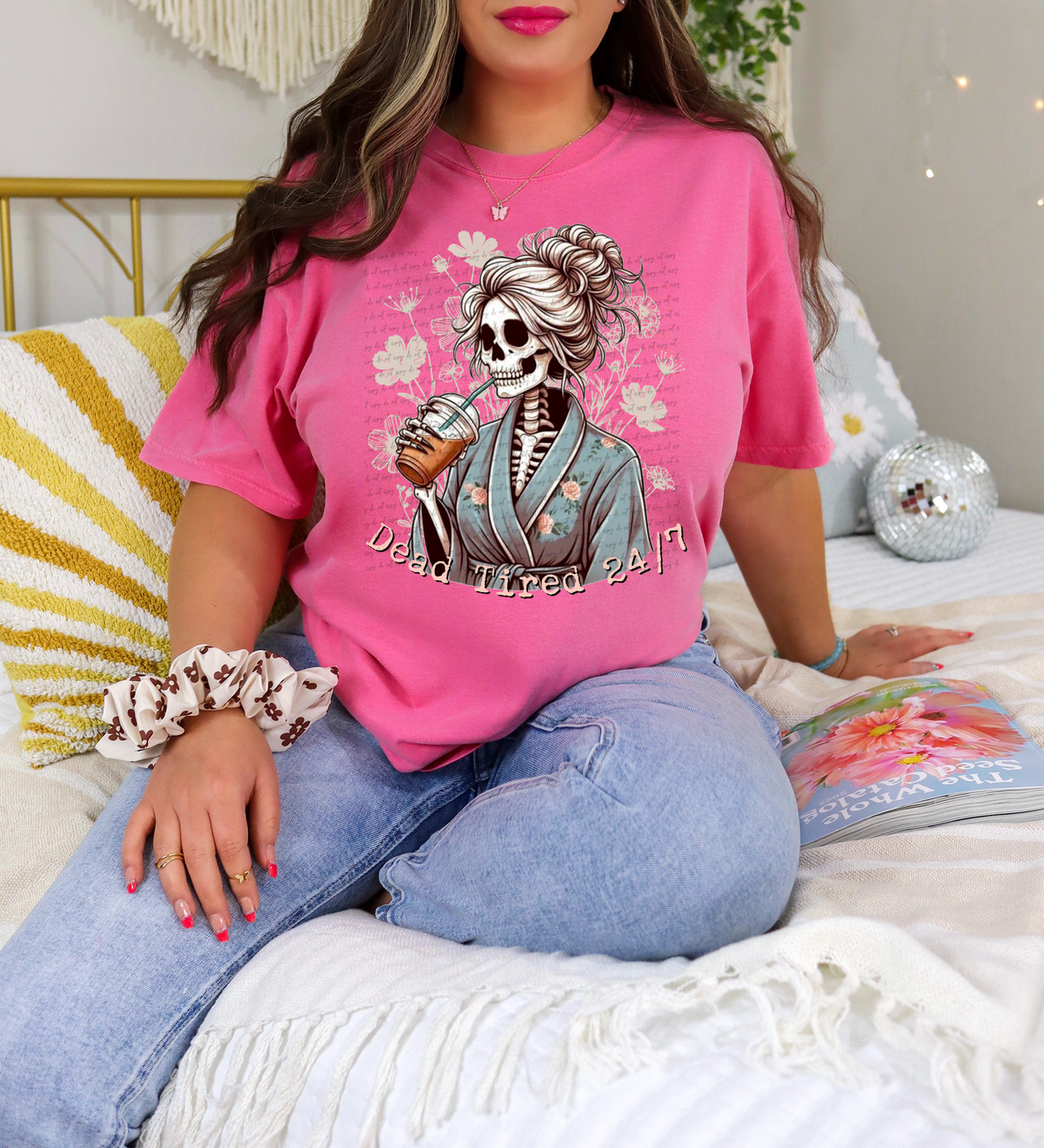 Dead Tired 24/7 Floral Skellie 74695 DTF Transfer