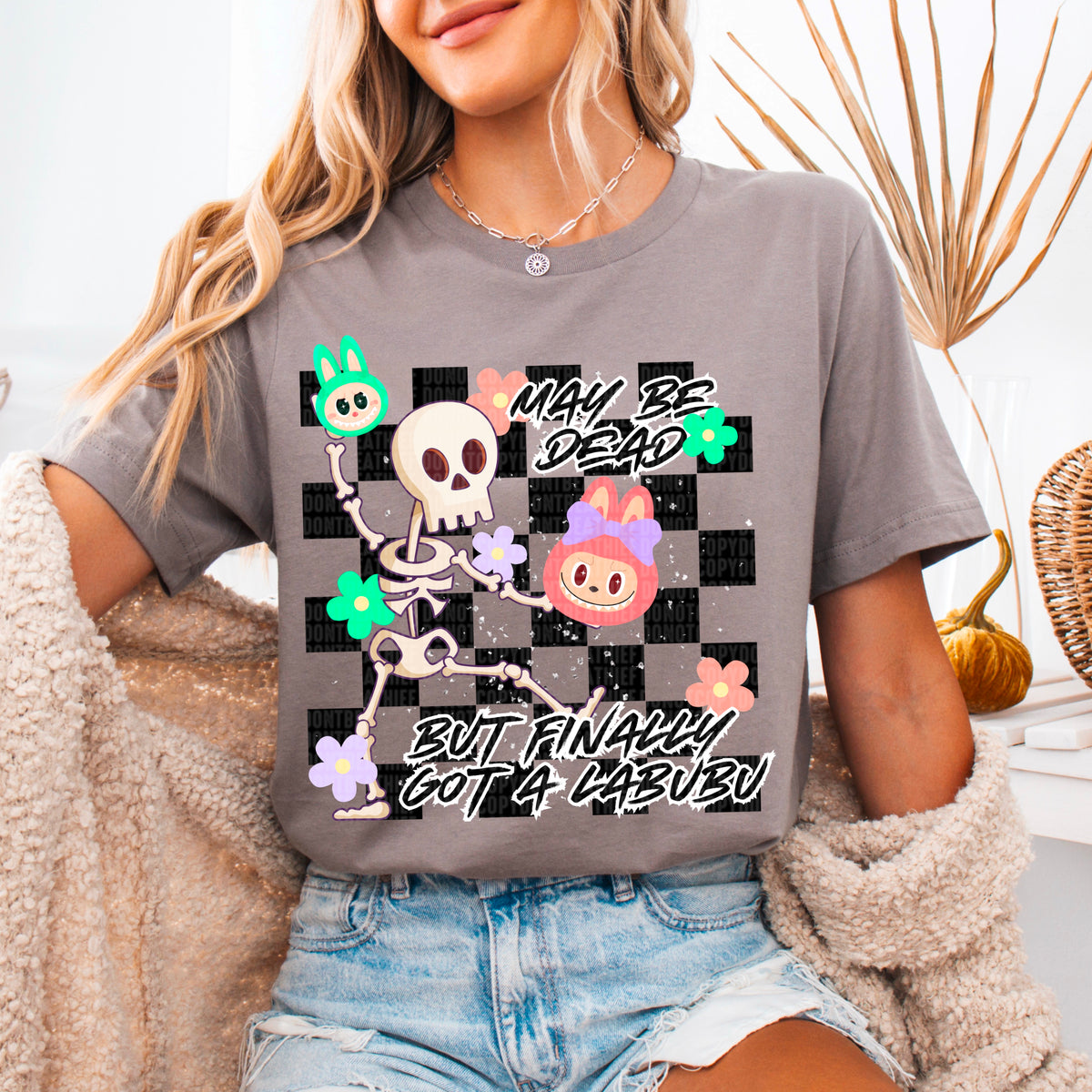 Dead But Labubu Checker 104638 DTF transfer