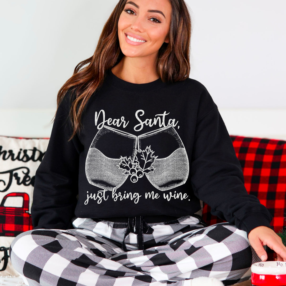 Dear Santa Just Bring Me Wine White 104073 DTF transfer