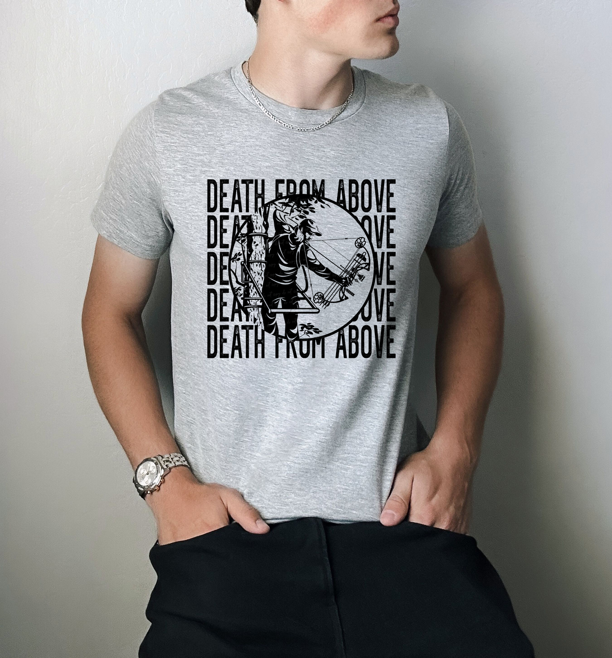 Death From Above Stacked Circle Archer Man Black 115754 DTF Transfer