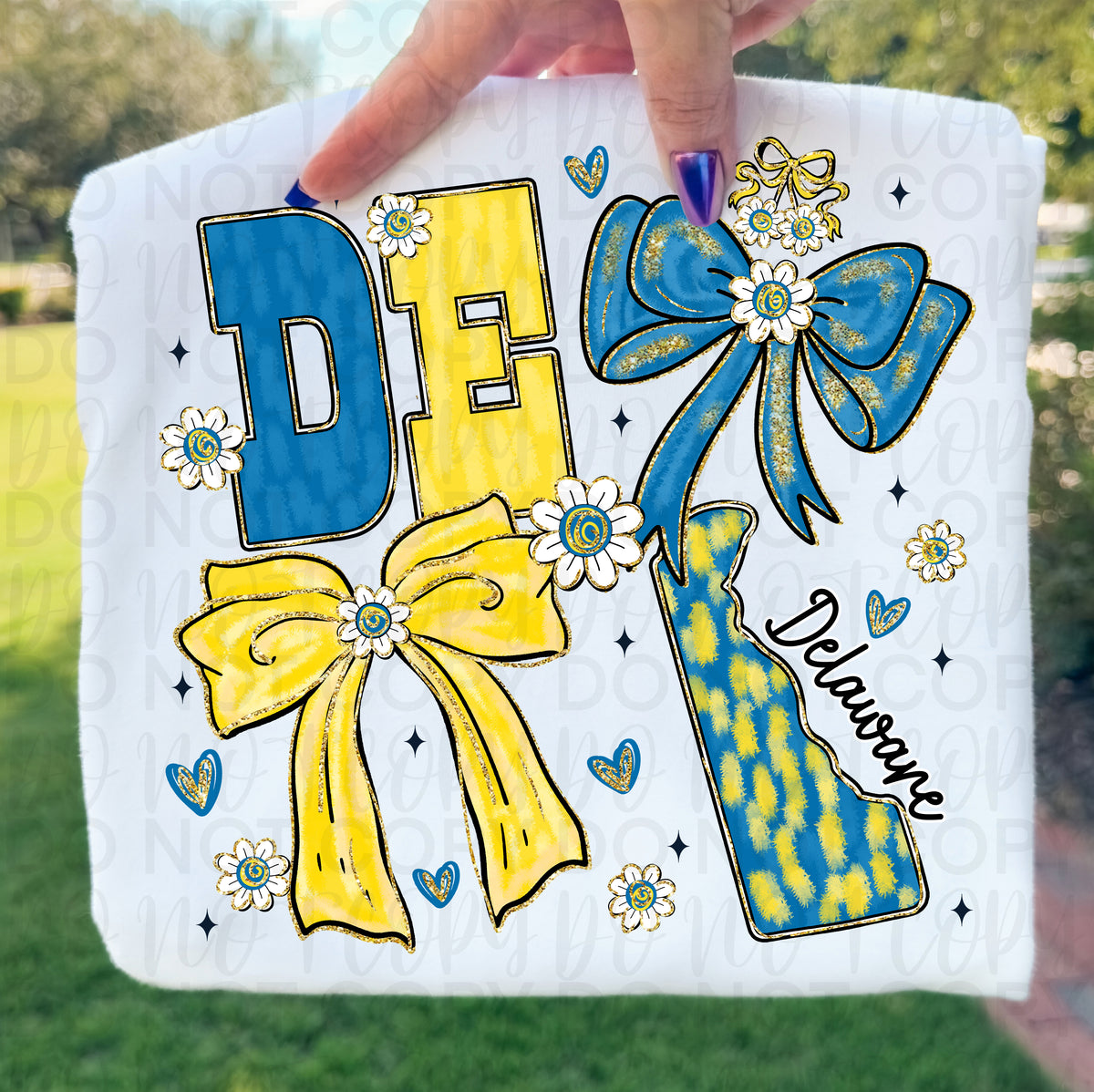 DE (blue and yellow bows) (UAC) DTF Transfer