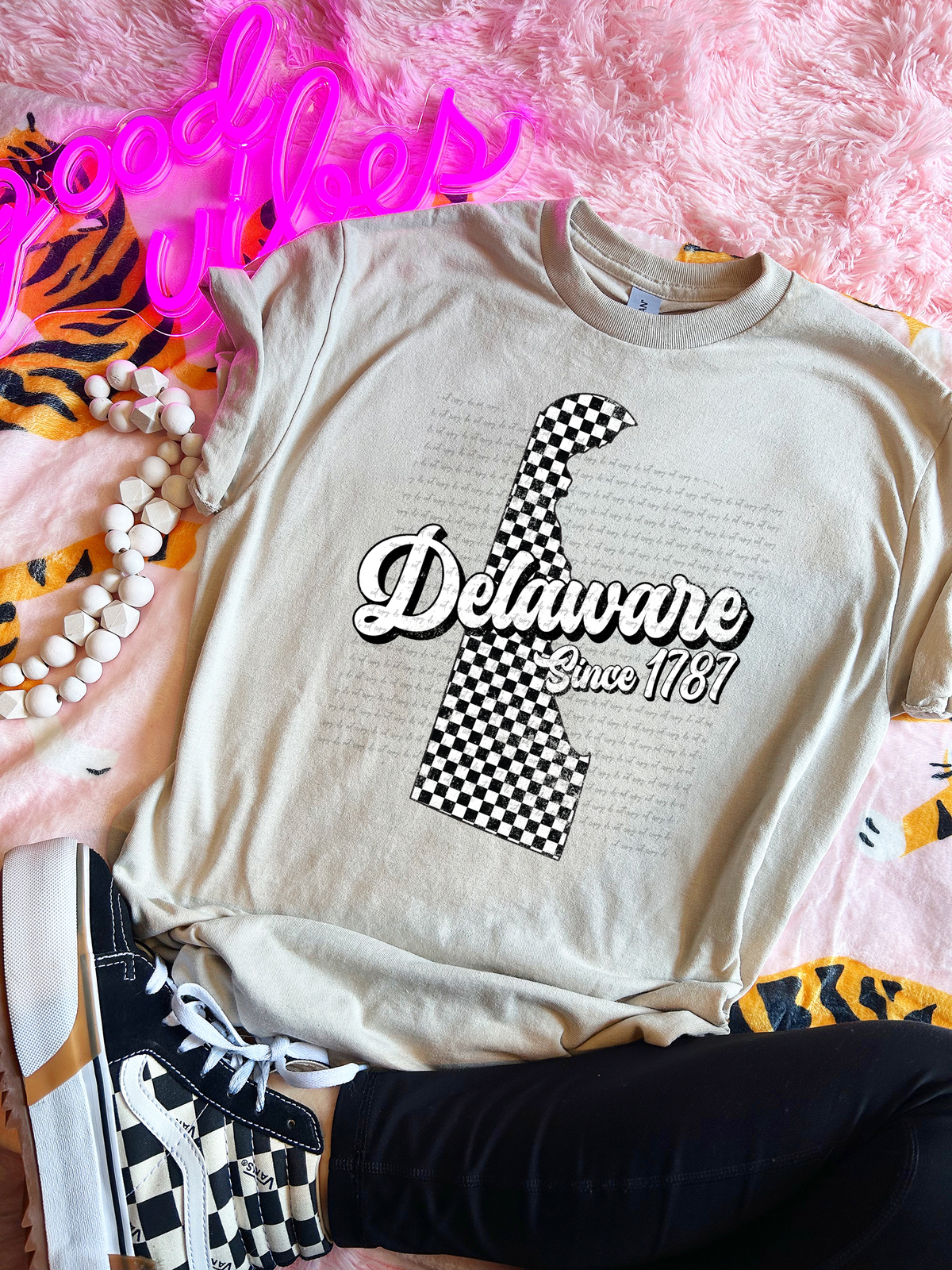 Delaware Since 1787 Checkered Grunge 66723 DTF transfer