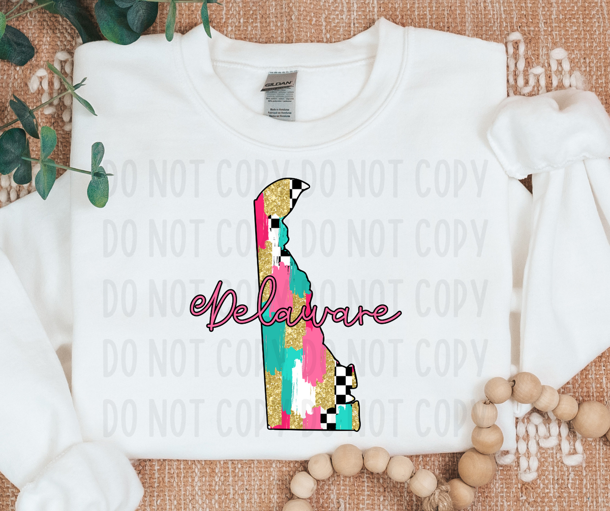 Deleware Brushstroke Checkered State (canvista) DTF transfer