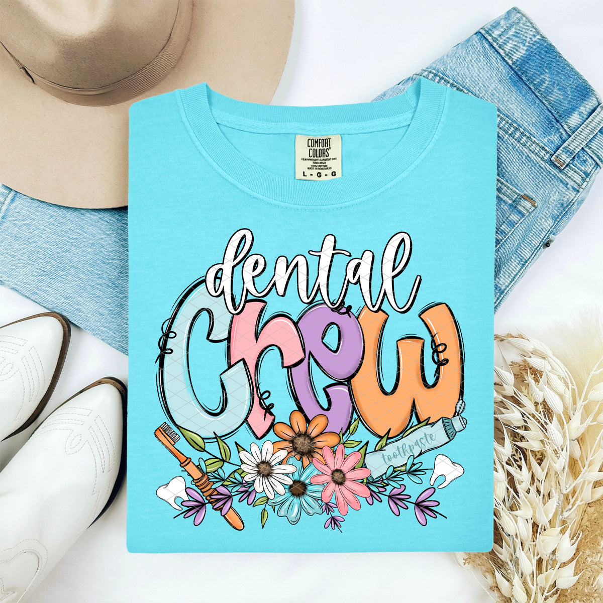 Dental crew floral (SDD) DTF Transfer