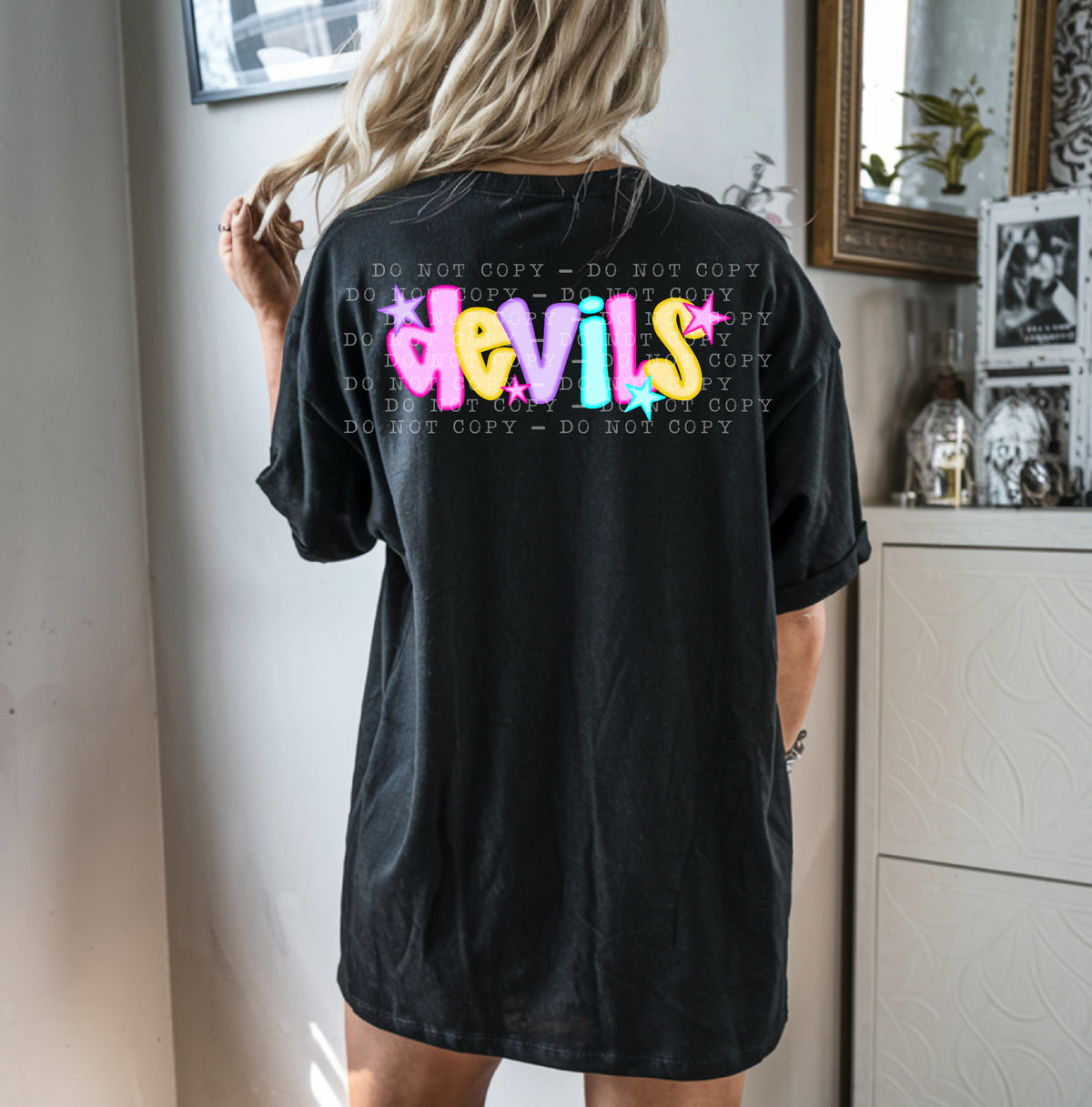 Devils With Stars - Neon 104737 DTF transfer