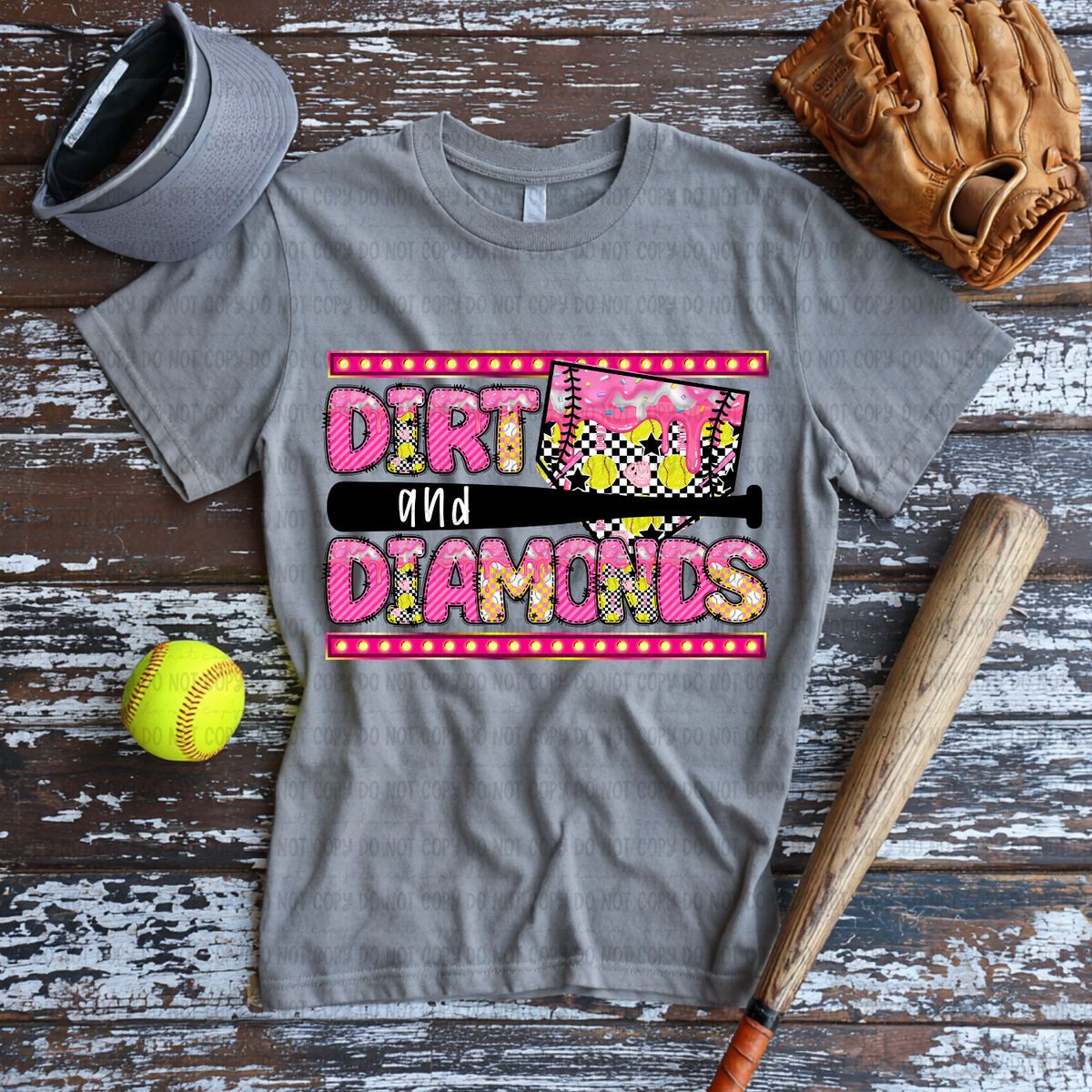 Dirt and diamonds PINK and YELLOW font (Revel) DTF Transfer