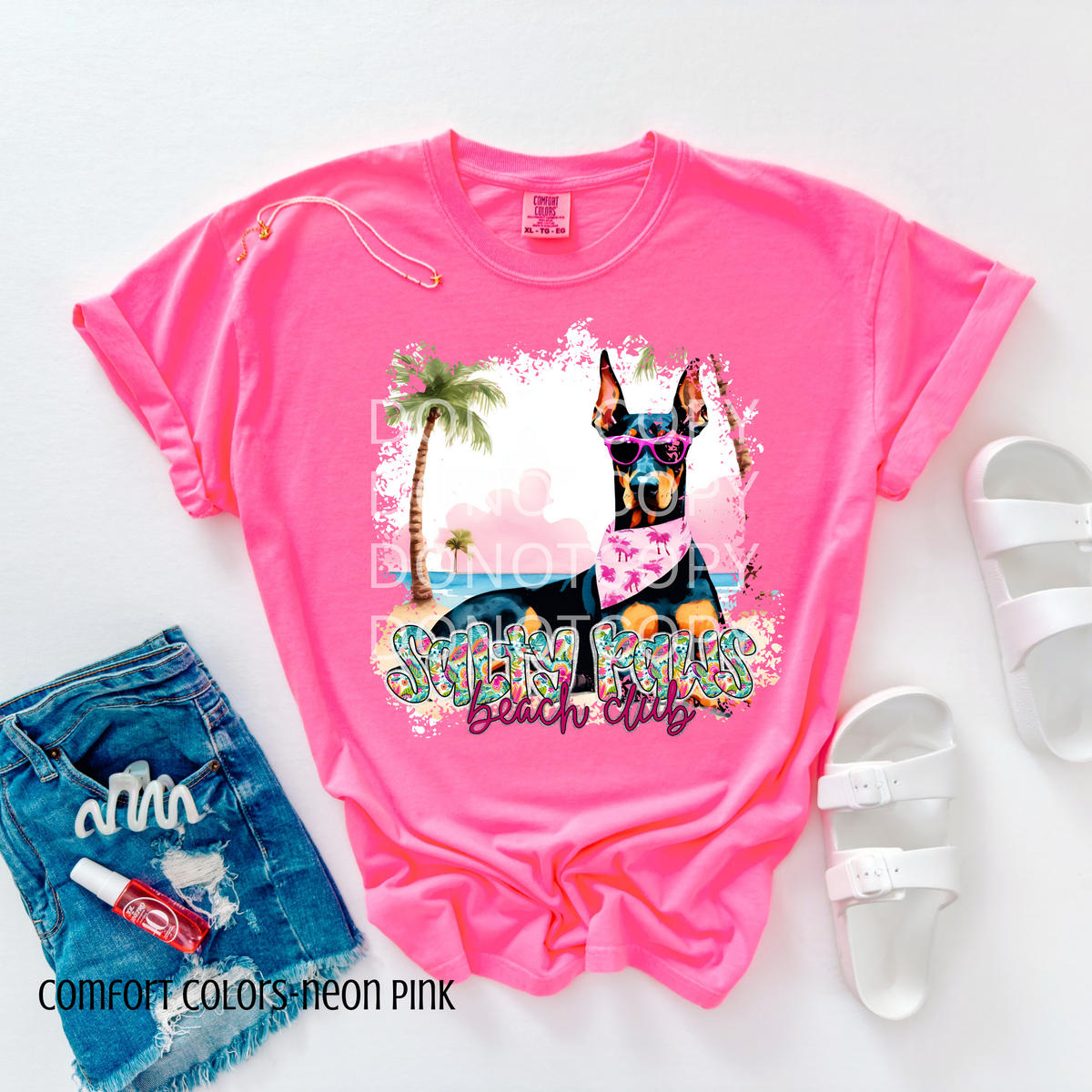 Doberman Salty Paws Beach Club (CSG) 101089 DTF transfer