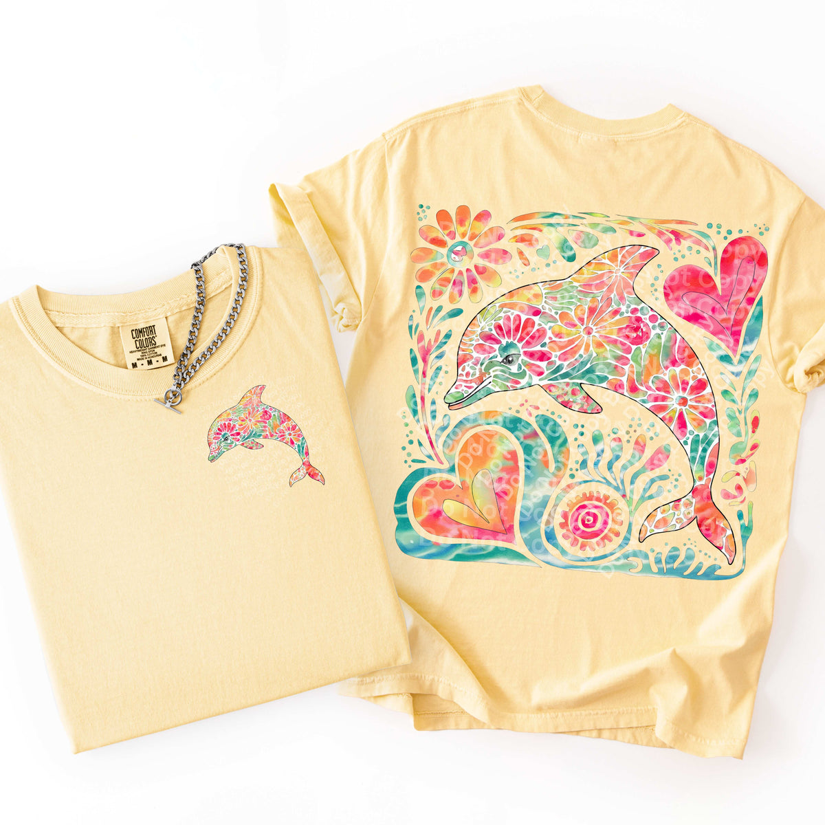 Floral dolphin and frame (BACK ONLY) (Irene) DTF Transfer