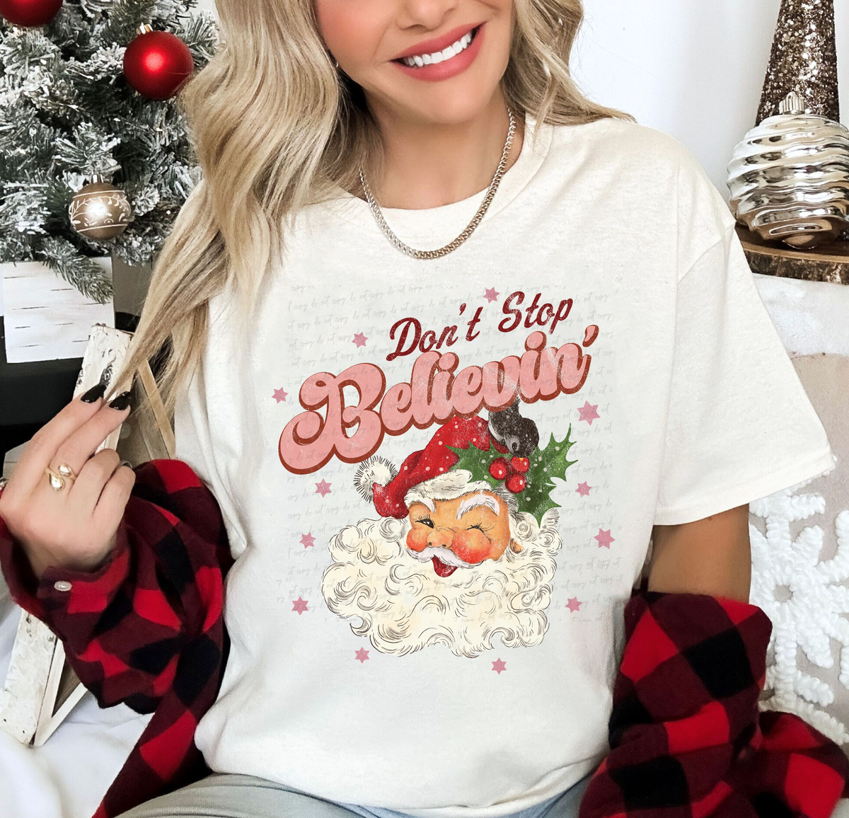 Don't Stop Believin Santa 114953 DTF Transfer