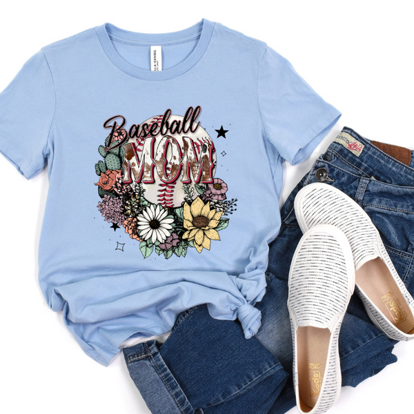 Floral baseball mom 7064 DTF transfer