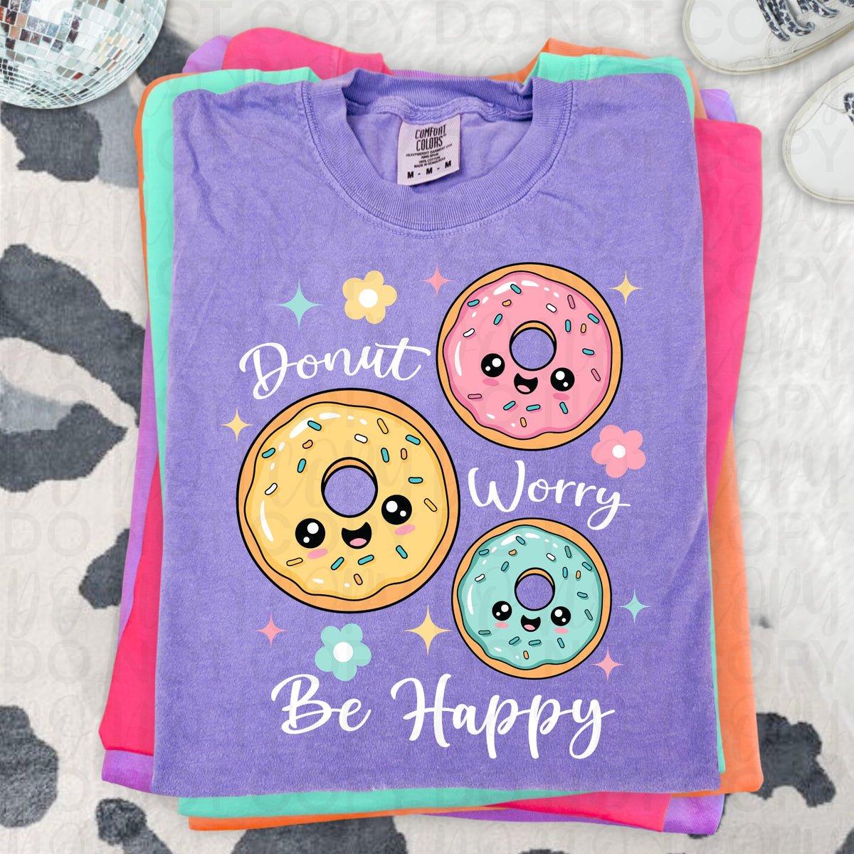 Donut worry be happy (donuts) (UAC) DTF Transfer
