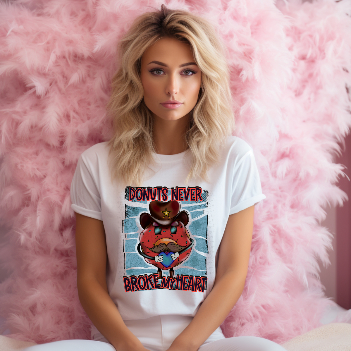 Donuts Never Broke My Heart 116541 DTF Transfer