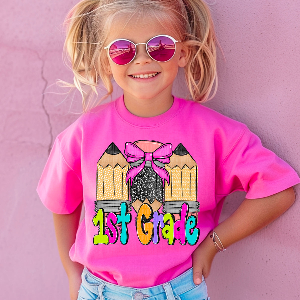 1st grade doodle pencil GIRL (SDD) 107138 DTF transfer