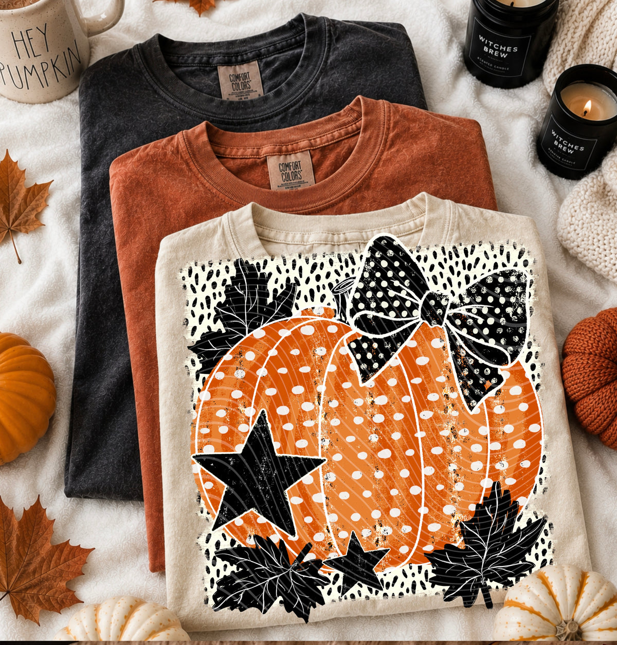 Polkadot pumpkin with bow (AG) DTF Transfer
