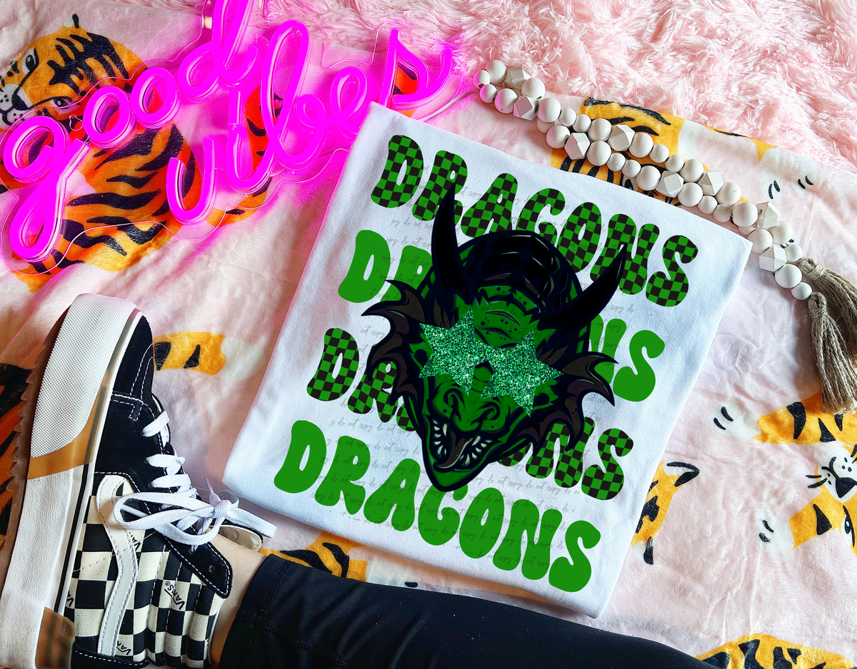 Dragons Word Stacked Mascot 59260 DTF transfer