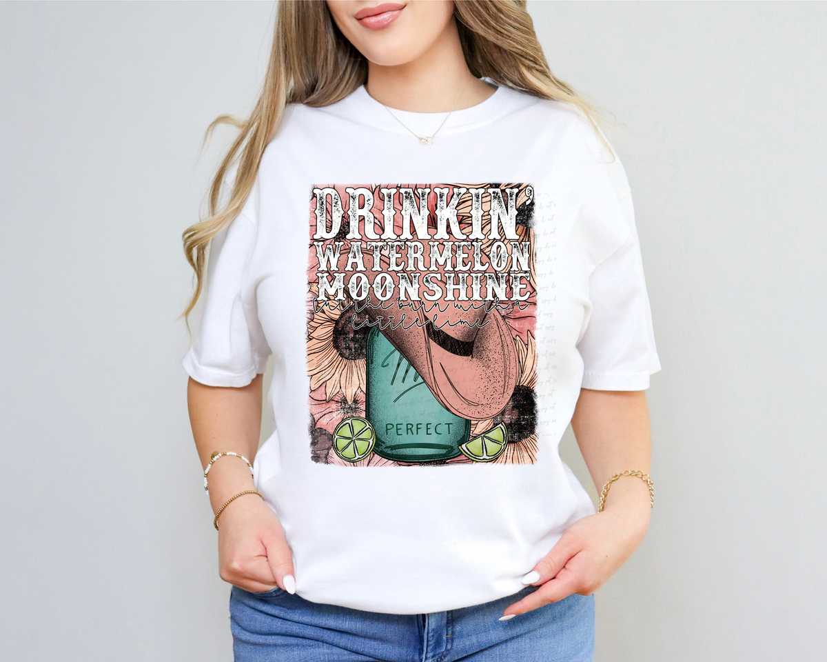 Drinkin Watermelon Moonshine Cut The Burn with A Little Lime Perfect 116542 DTF Transfer