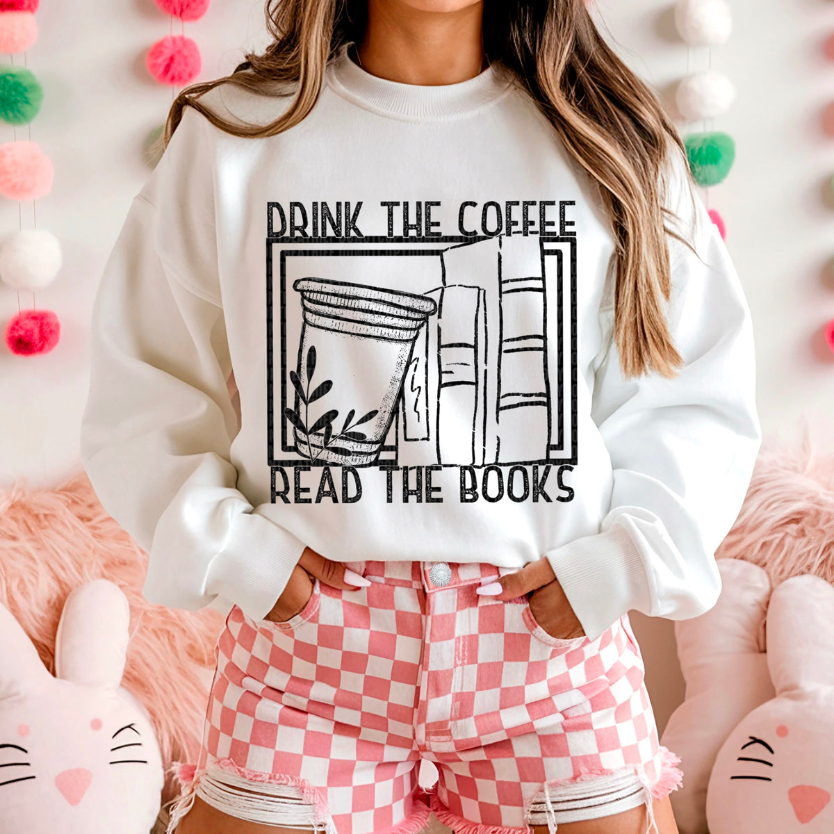Drink The Coffee Read The Books Black 104088 DTF transfer