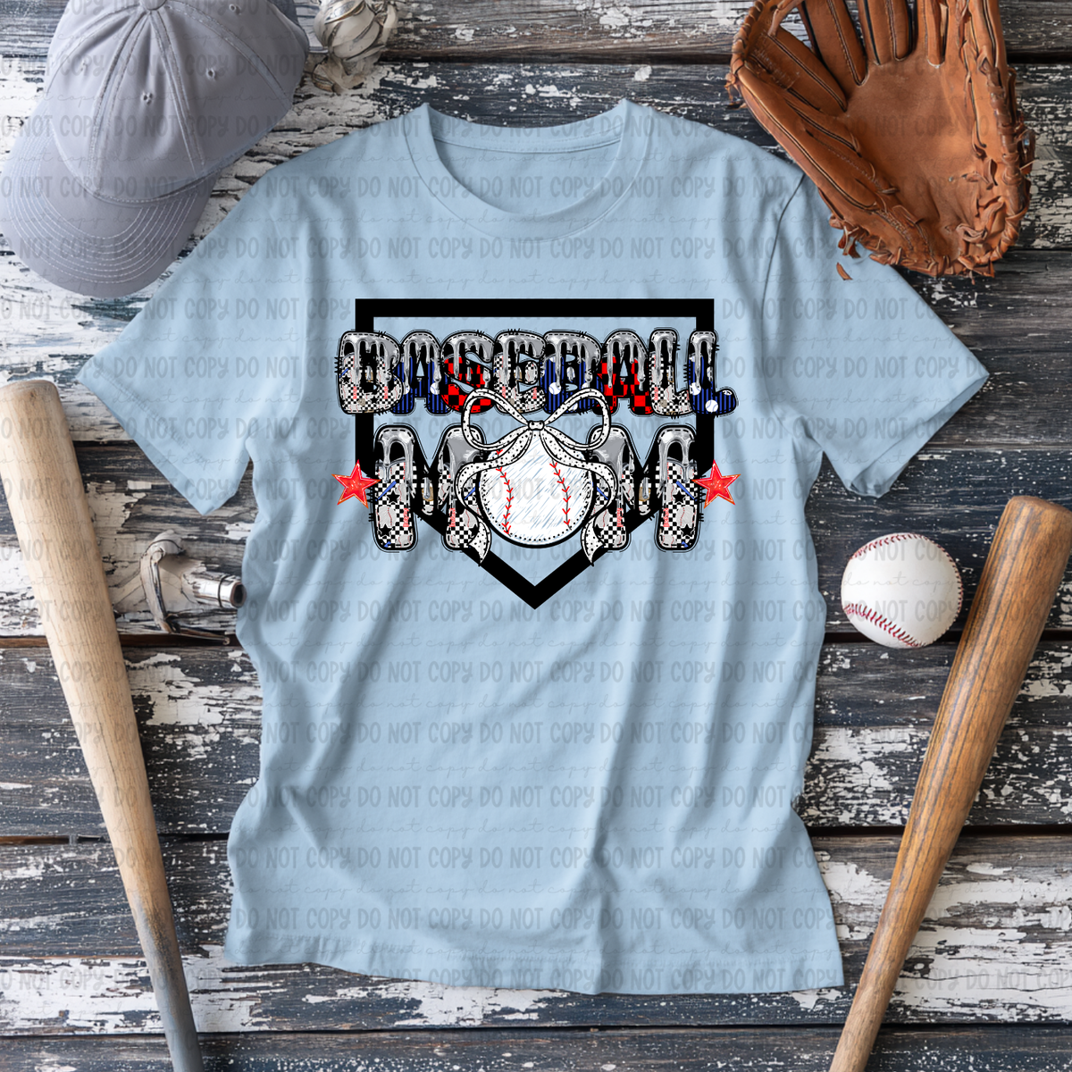 Baseball mom with bow SILVER drip base (Revel) DTF Transfer
