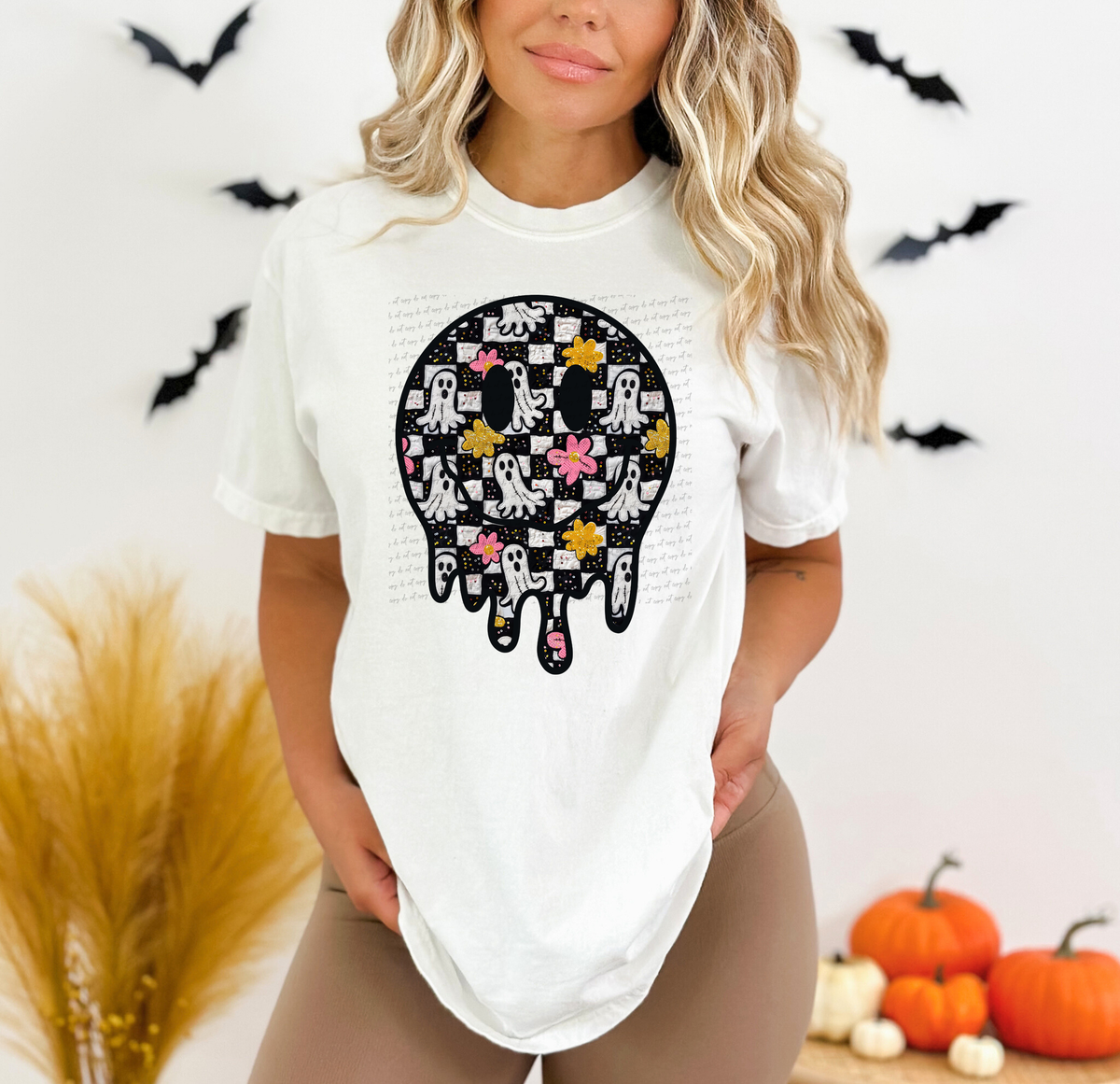 Drip Smiley Filled With Ghost Checkered 59853 DTF Transfer