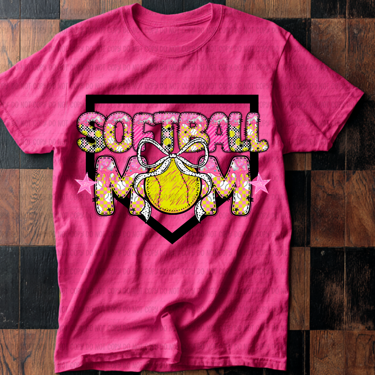Softball mom with bow drip base (Revel) DTF Transfer