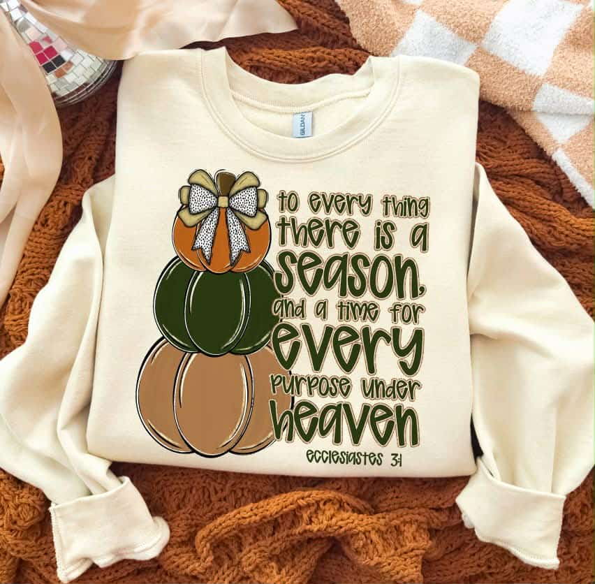 There is a season three stacked pumpkins (S&G) DTF Transfer